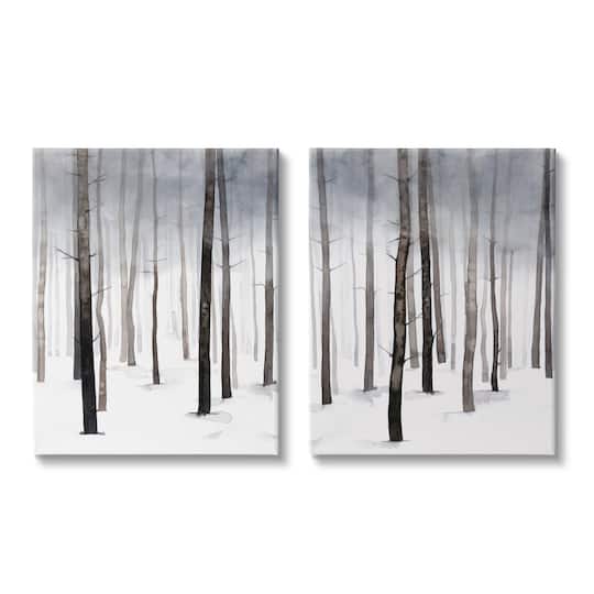 Stupell Industries Winter Snow Tree Forest Haze Eerie Cold Canvas Wall Art